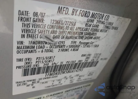 2008 Ford Taurus X Sel z USA, uszkodzony, nr VIN 1FMDK02W58GA14293